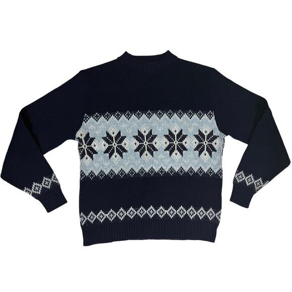 Pine State Other - Vtg Pine State Ski Sweater Blue/White Sz L 100% Orlon Acrylic Knit 70s 80s